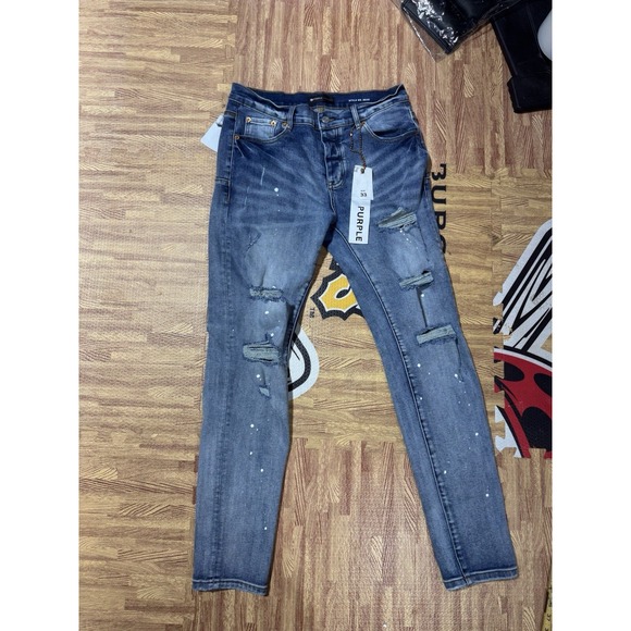 Unbranded Mens Skinny Jeans Ripped w paint splatter Mens 33 - Picture 1 of 11